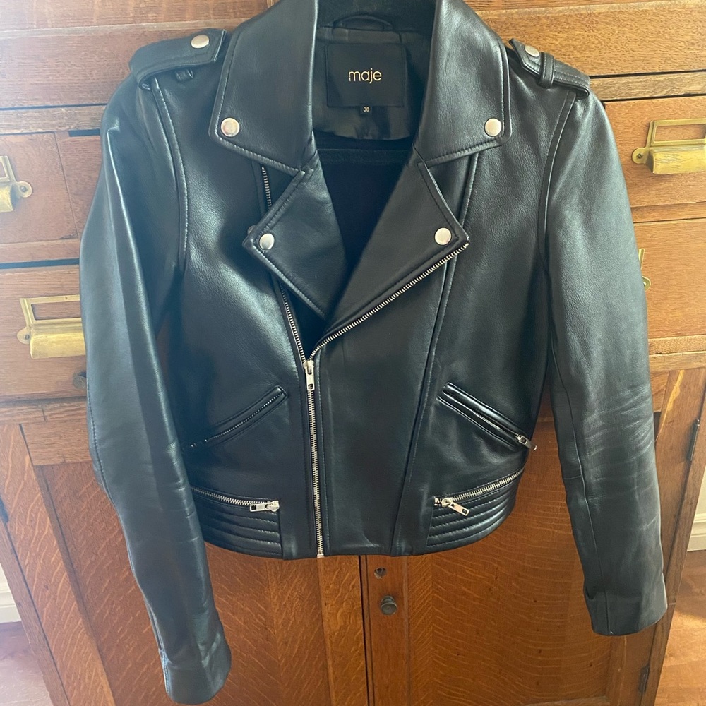 Maje Sleek Black Leather Jacket